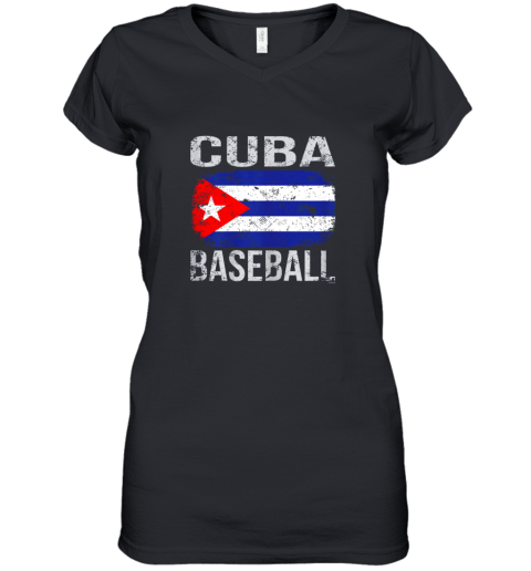 Cuba Baseball, Cuban Flag Women's V-Neck T-Shirt