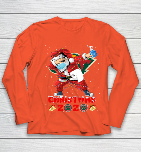 Minnesota Wild Funny Santa Claus Dabbing Christmas 2020 NHL Youth Long Sleeve 3