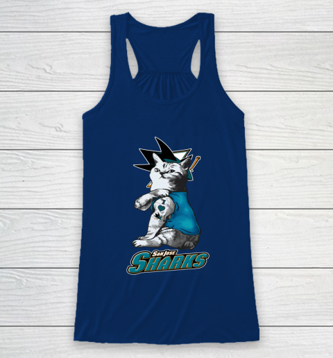 NHL My Cat Loves San Jose Sharks Hockey Racerback Tank 6