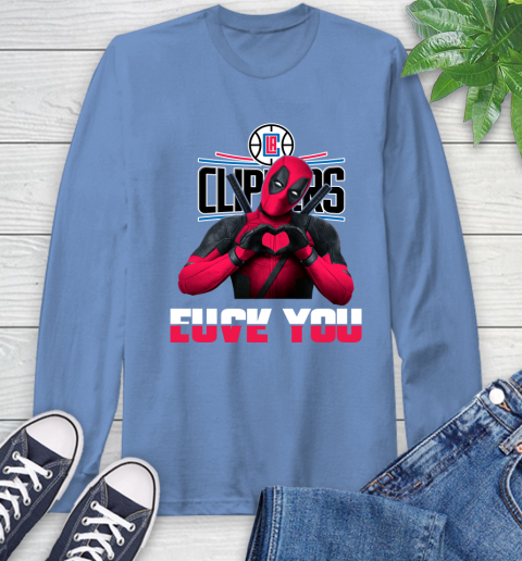NBA LA Clippers Deadpool Love You Fuck You Basketball Long Sleeve T-Shirt 12