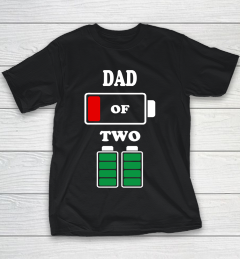 Dad of 2 Kids Funny Battery Father's Day Youth T-Shirt