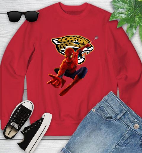NFL Spider Man Avengers Endgame Football Jacksonville Jaguars Youth Sweatshirt 9