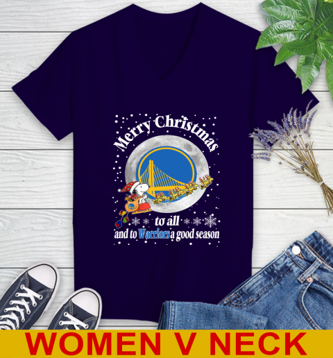Golden State Warriors Merry Christmas To All And To Warriors A Good Season NBA Basketball Sports Women's V-Neck T-Shirt 3