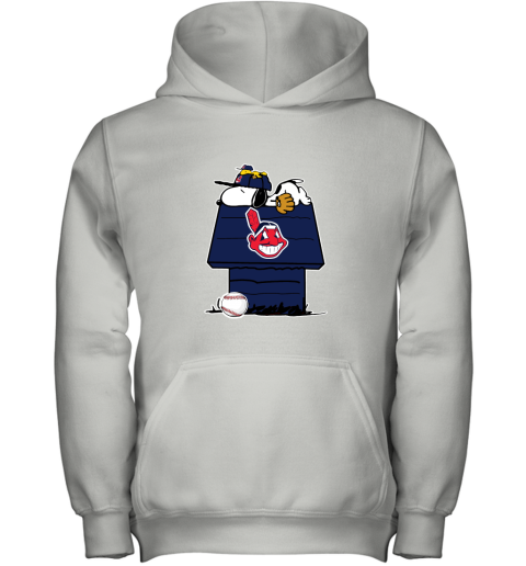 Cleveland Indians Snoopy And Woodstock Resting Together MLB Youth Hoodie