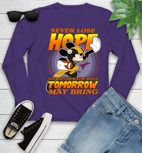 Pittsburgh Steelers NFL Football Mickey Disney Never Lose Hope Youth Long Sleeve 4