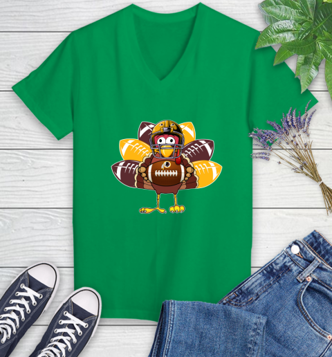 Washington Redskins Turkey Thanksgiving Day Women's V-Neck T-Shirt 5
