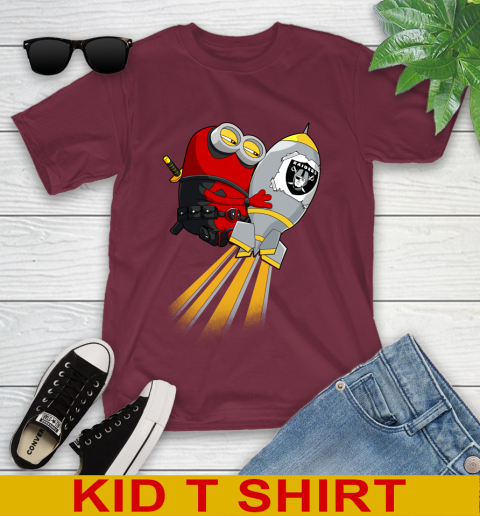 NFL Football Oakland Raiders Deadpool Minion Marvel Shirt Youth T-Shirt 5