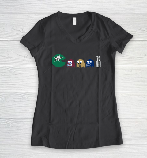 Dallas Stars x Pacman Create History For Stanley Cup Women's V-Neck T-Shirt 8