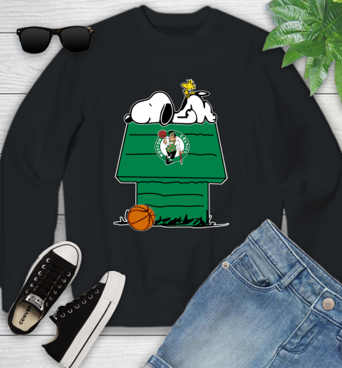 Boston Celtics NBA Basketball Snoopy Woodstock The Peanuts Movie Youth Sweatshirt 2