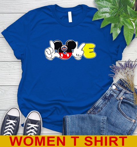 New York Mets MLB Baseball Love Mickey Disney Sports Women's T-Shirt 9
