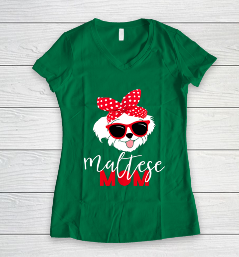Dog Mom Shirt Dog Lovers T Shirt Maltese Mom Fur Mama Women's V-Neck T-Shirt 3