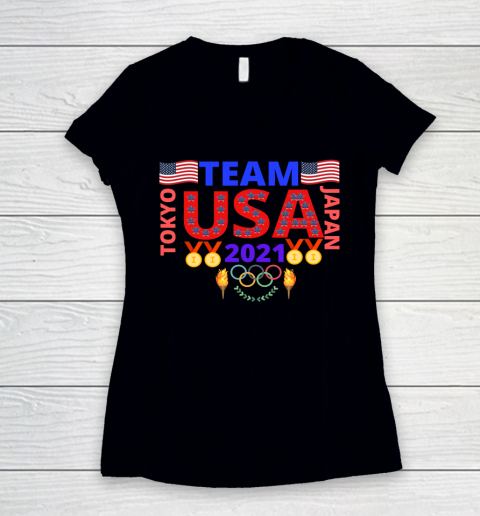 Team USA Japan Tokyo 2021 Women's V-Neck T-Shirt