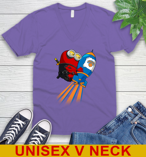 NBA Basketball New York Knicks Deadpool Minion Marvel Shirt V-Neck T-Shirt 8