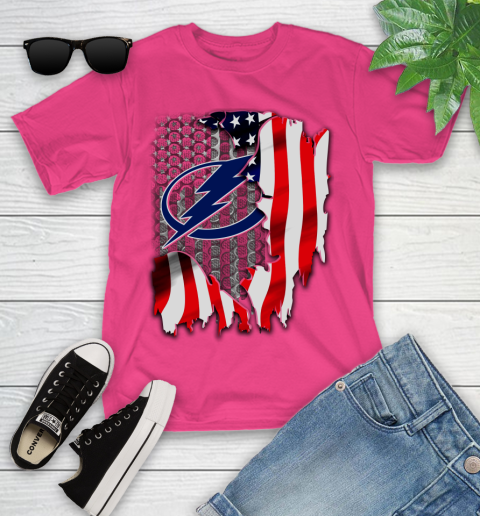 Tampa Bay Lightning NHL Hockey American Flag Youth T-Shirt 11