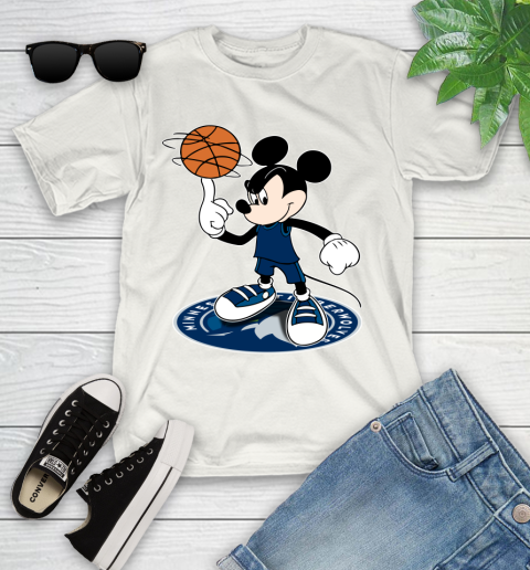 NBA Basketball Minnesota Timberwolves Cheerful Mickey Disney Shirt Youth T-Shirt 2