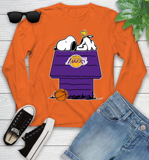 Los Angeles Lakers NBA Basketball Snoopy Woodstock The Peanuts Movie Youth Long Sleeve 4