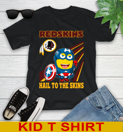 NFL Football Washington Redskins Captain America Marvel Avengers Minion Hail To The Skín Shirt Youth T-Shirt