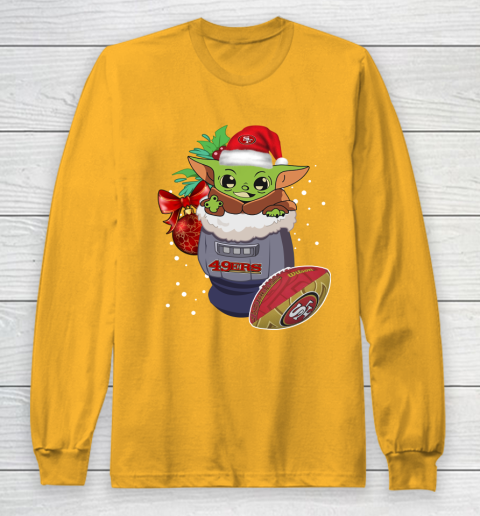 San Francisco 49ers Christmas Baby Yoda Star Wars Funny Happy NFL Long Sleeve T-Shirt 3