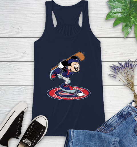 NHL Hockey Columbus Blue Jackets Cheerful Mickey Disney Shirt Racerback Tank 11