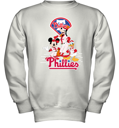 Philadelphia Phillies Mickey Donald And Goofy Baseball Youth Sweatshirt