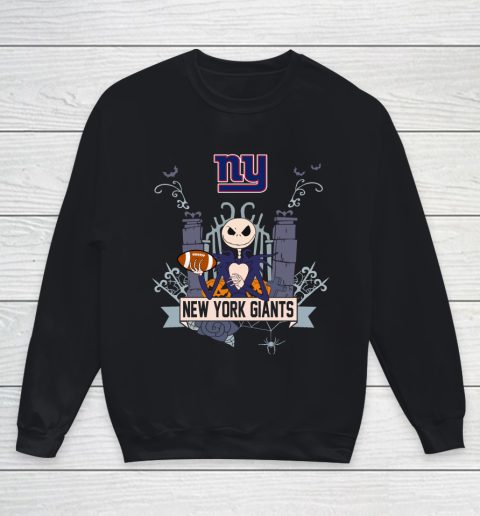 NFL New York Giants Football Jack Skellington Halloween Youth Sweatshirt