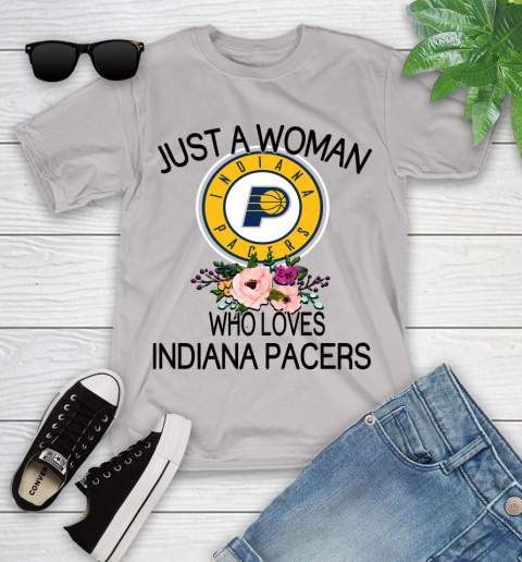 NBA Just A Woman Who Loves Indiana Pacers Basketball Sports Youth T-Shirt 10