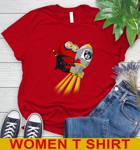 NBA Basketball Brooklyn Nets Deadpool Minion Marvel Shirt Women's T-Shirt 11