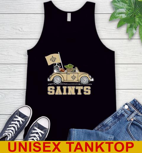 NFL Football New Orleans Saints Darth Vader Baby Yoda Driving Star Wars Shirt Tank Top 2