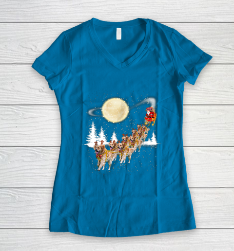 Golden Retriever Reindeer Christmas Women's V-Neck T-Shirt 5