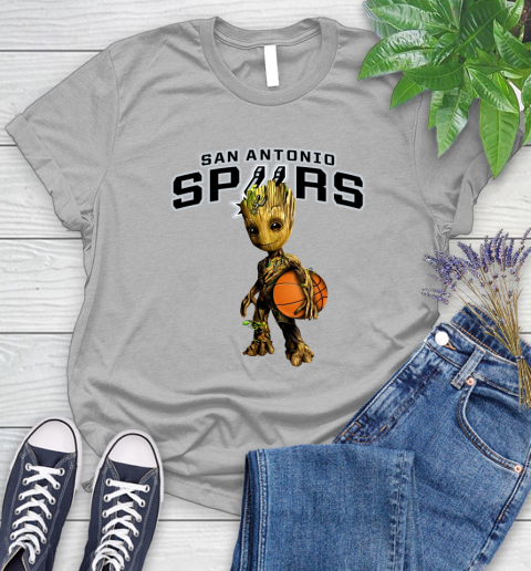 San Antonio Spurs NBA Basketball Groot Marvel Guardians Of The Galaxy Women's T-Shirt 5