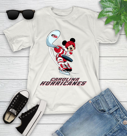 NHL Hockey Carolina Hurricanes Cheerful Mickey Mouse Shirt Youth T-Shirt 2