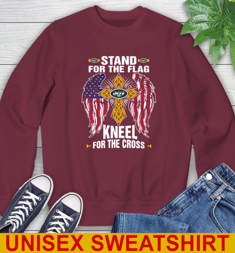 NFL Football New York Jets Stand For Flag Kneel For The Cross Shirt Sweatshirt 6