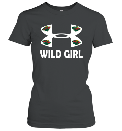 NHL Minnesota Wild Girl Under Armour Hockey Sports nKts5xDByyt ladies t shirt 20 95 151514 front black