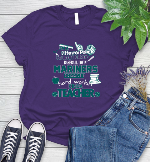 Seattle Mariners MLB I'm A Difference Making Student Caring Baseball Loving Kinda Teacher Women's T-Shirt 4
