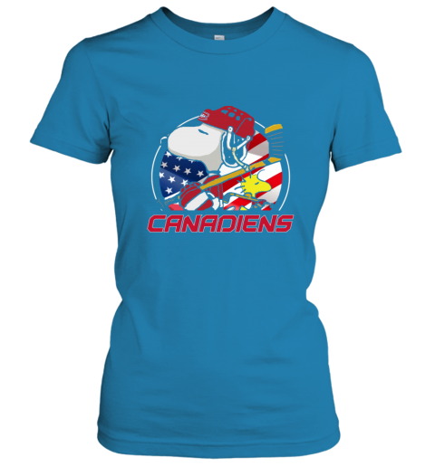 lshm montreal canadienssnoopy and woodstock nhl ladies t shirt 20 front sapphire