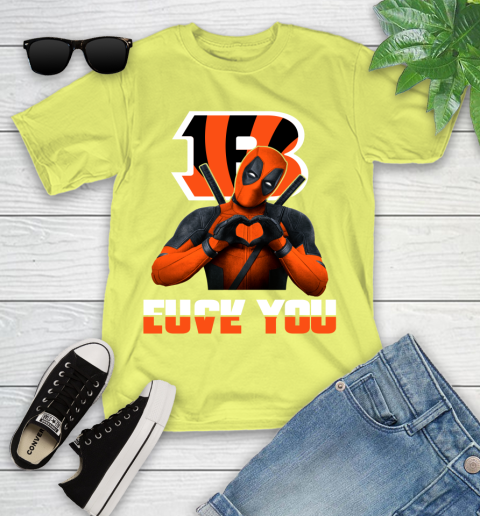 NHL Cincinnati Bengals Deadpool Love You Fuck You Football Sports Youth T-Shirt 10