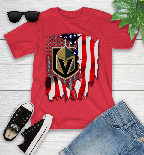 Vegas Golden Knights NHL Hockey American Flag Youth T-Shirt 13