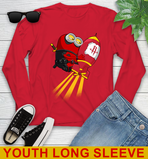 NBA Basketball Houston Rockets Deadpool Minion Marvel Shirt Youth Long Sleeve 11