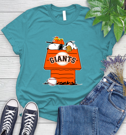MLB San Francisco Giants Snoopy Woodstock The Peanuts Movie Baseball T Shirt_000 Women's T-Shirt 12