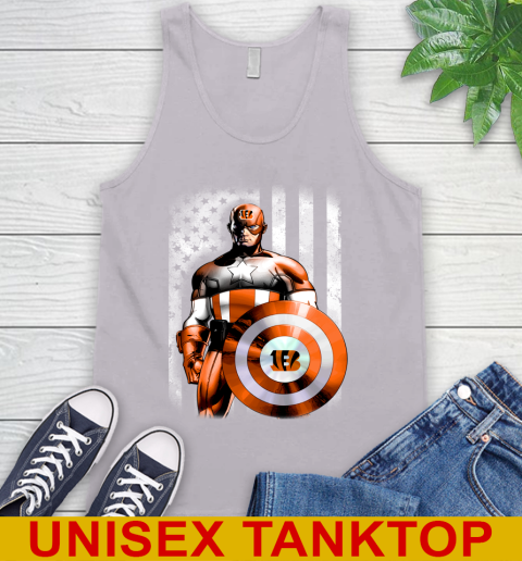 Cincinnati Bengals NFL Football Captain America Marvel Avengers American Flag Shirt Tank Top 3