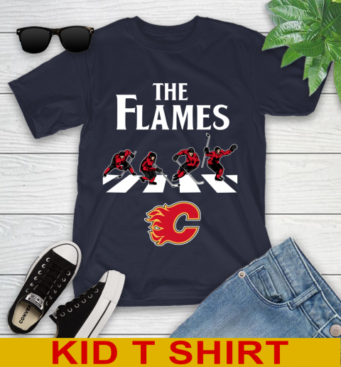 NHL Hockey Calgary Flames The Beatles Rock Band Shirt Youth T-Shirt 2