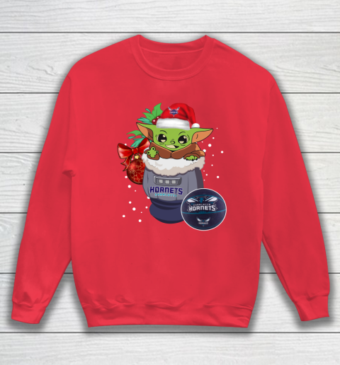 Charlotte Hornets Christmas Baby Yoda Star Wars Funny Happy NBA Sweatshirt 8