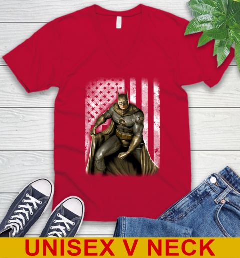 Anaheim Ducks NHL Hockey Batman DC American Flag Shirt V-Neck T-Shirt 6