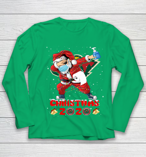 Minnesota Wild Funny Santa Claus Dabbing Christmas 2020 NHL Youth Long Sleeve 4