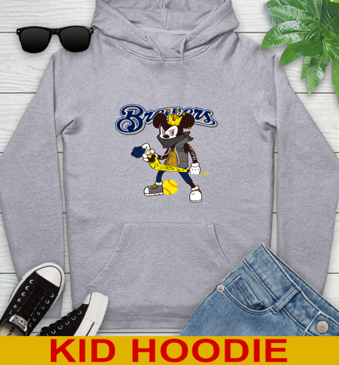 Milwaukee Brewers MLB Baseball Mickey Peace Sign Sports Youth Hoodie 6