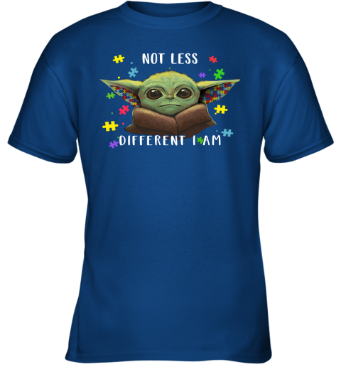 ngxv not less different i am baby yoda autism awareness shirts youth t shirt 26 front royal