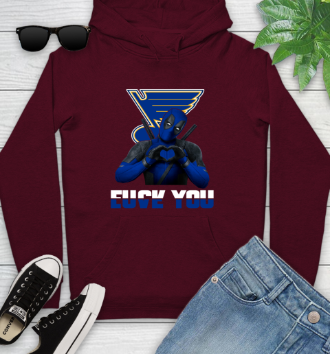 NHL St.Louis Blues Deadpool Love You Fuck You Hockey Sports Youth Hoodie 7