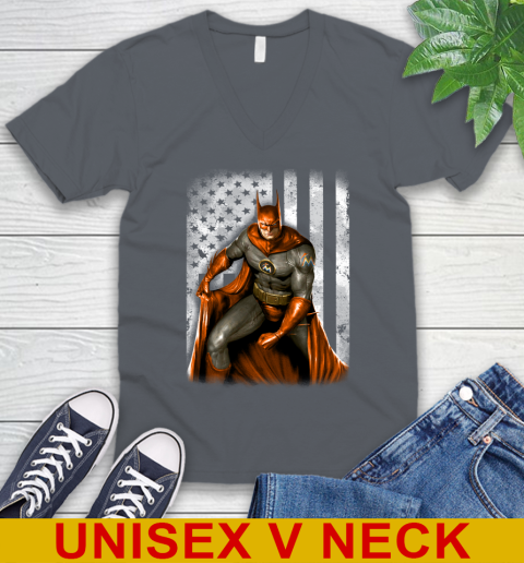 Miami Marlins MLB Baseball Batman DC American Flag Shirt V-Neck T-Shirt 4