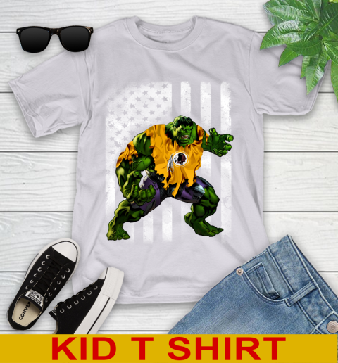 Washington Redskins Hulk Marvel Avengers NFL Football American Flag Youth T-Shirt 4