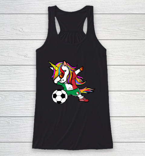 Funny Dabbing Unicorn Italy Football Italian Flag Soccer Racerback Tank